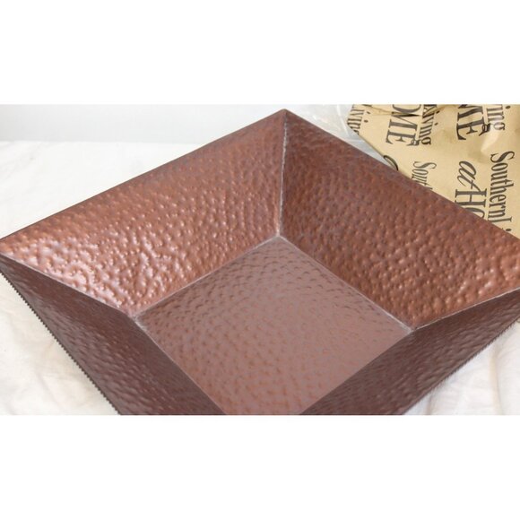 Southern Living Alexandria Container Hammered Brass Metal Square 4 Side #40419 - Picture 3 of 8